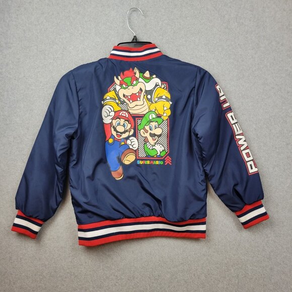 Super Mario Brothers Bomber Jacket Boys Size 8 Medium Blue - Picture 12 of 16